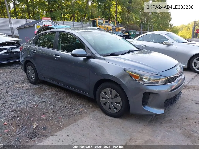 2020 Kia Rio S VIN: 3KPA24AD4LE333238 Lot: 40010287