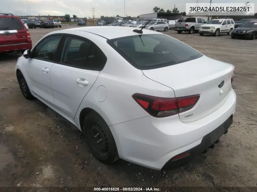 2020 Kia Rio S VIN: 3KPA24AD5LE284261 Lot: 40015525