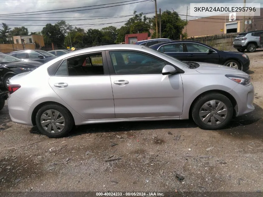 3KPA24AD0LE295796 2020 Kia Rio S