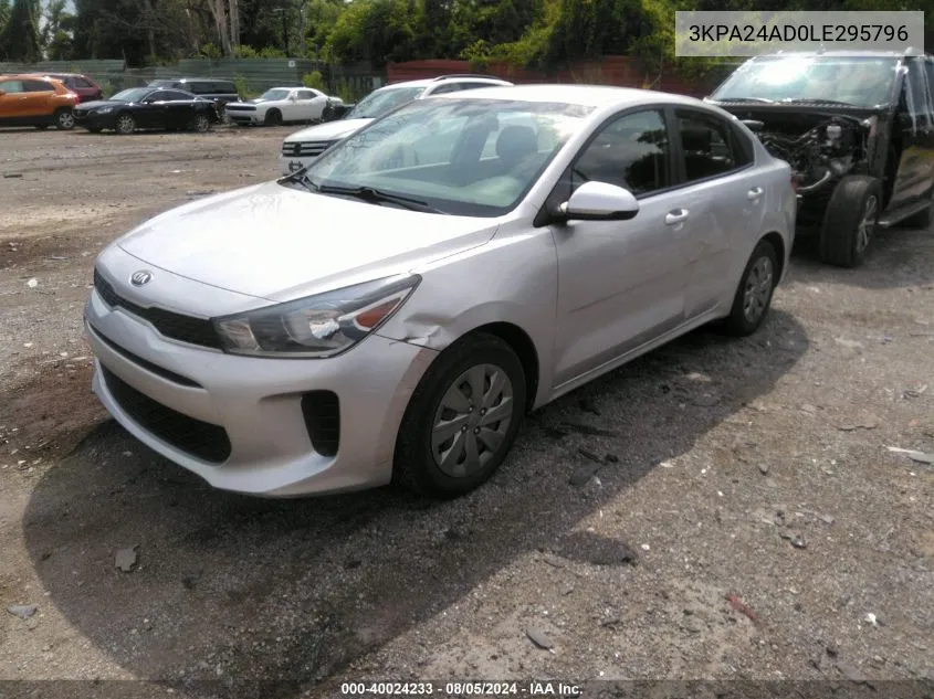 2020 Kia Rio S VIN: 3KPA24AD0LE295796 Lot: 40024233