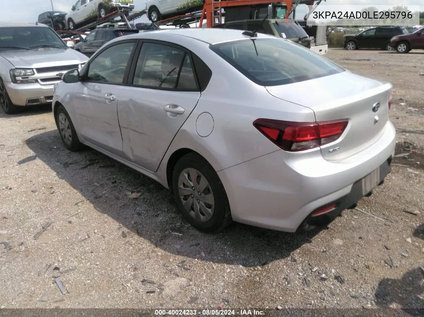 3KPA24AD0LE295796 2020 Kia Rio S