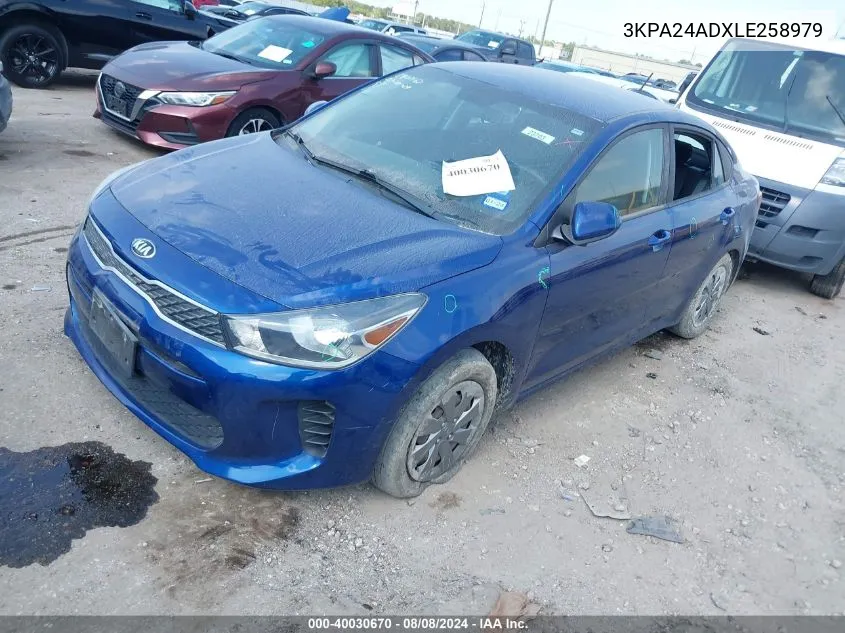 2020 Kia Rio S VIN: 3KPA24ADXLE258979 Lot: 40030670