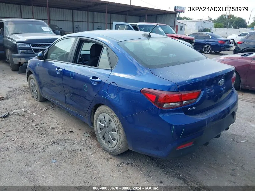 3KPA24ADXLE258979 2020 Kia Rio S