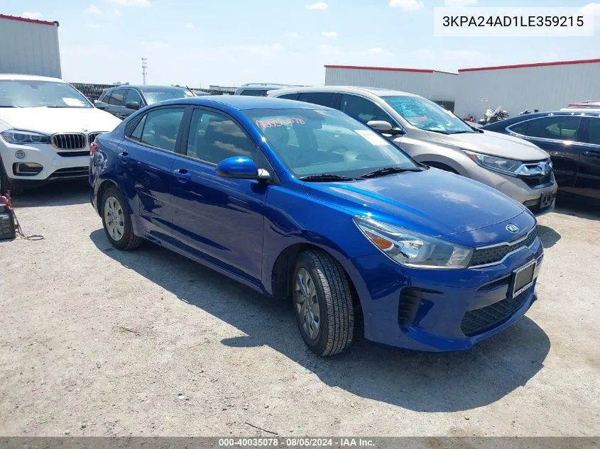 2020 Kia Rio S VIN: 3KPA24AD1LE359215 Lot: 40035078