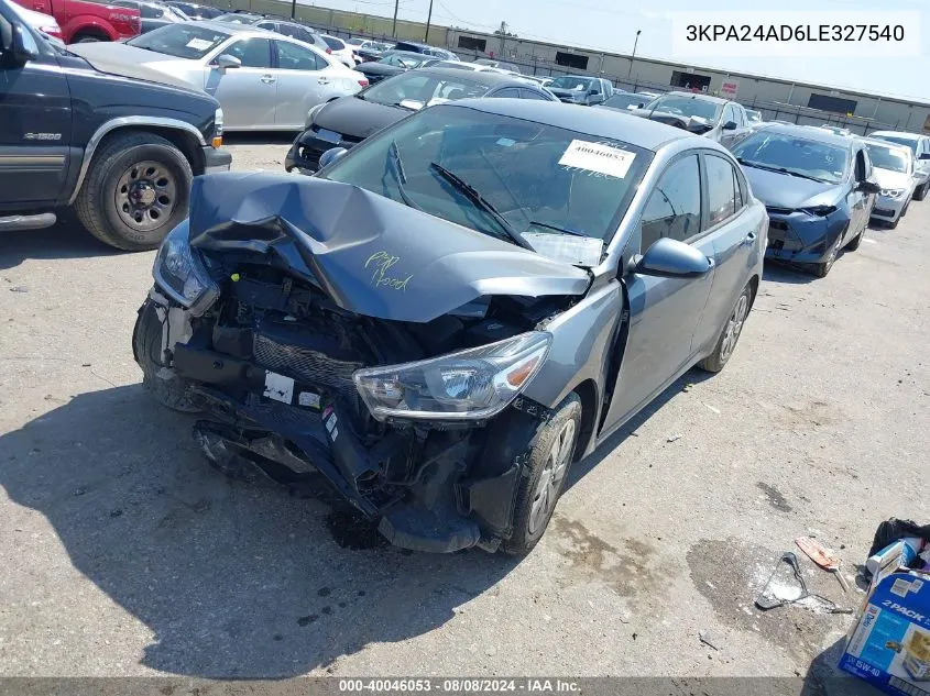 2020 Kia Rio S VIN: 3KPA24AD6LE327540 Lot: 40046053