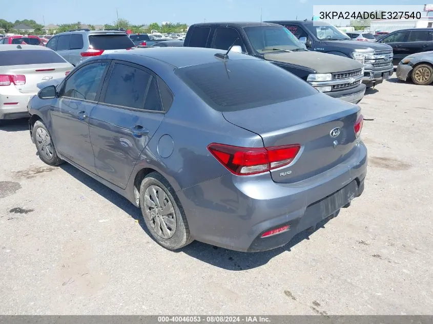 3KPA24AD6LE327540 2020 Kia Rio S