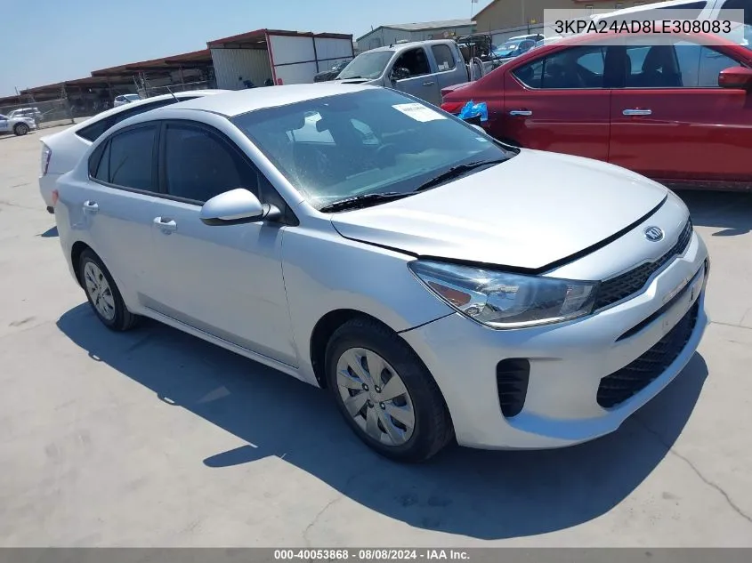 2020 Kia Rio S VIN: 3KPA24AD8LE308083 Lot: 40053868