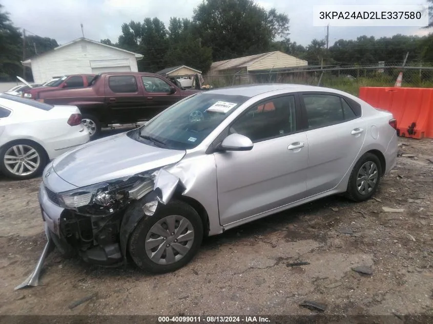 3KPA24AD2LE337580 2020 Kia Rio S