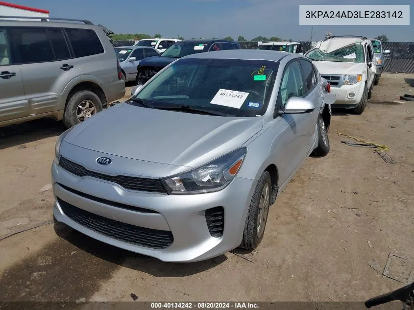 2020 Kia Rio Lx/S VIN: 3KPA24AD3LE283142 Lot: 40134242