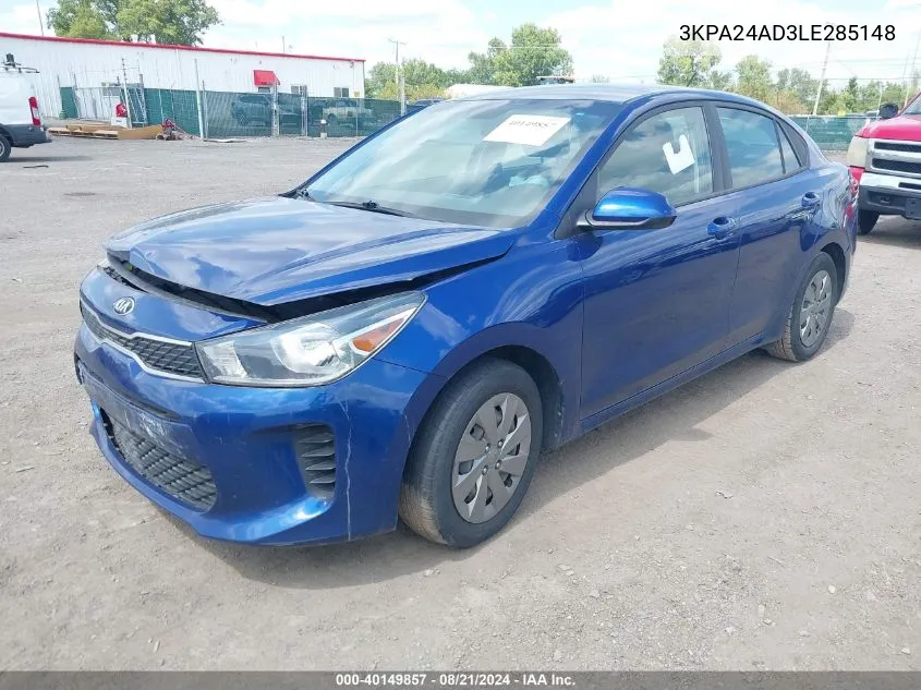 3KPA24AD3LE285148 2020 Kia Rio S