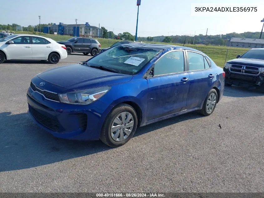 2020 Kia Rio S VIN: 3KPA24ADXLE356975 Lot: 40151666