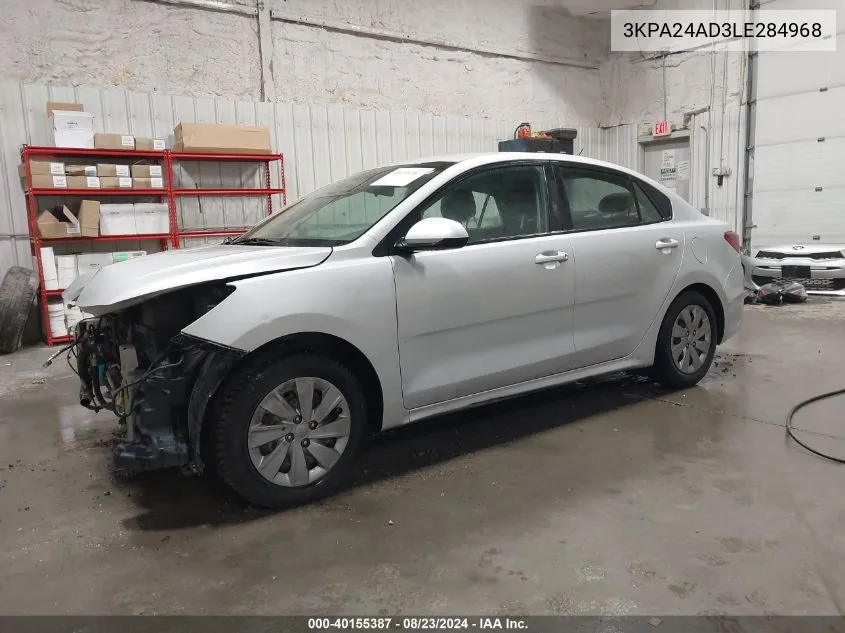 2020 Kia Rio S VIN: 3KPA24AD3LE284968 Lot: 40155387