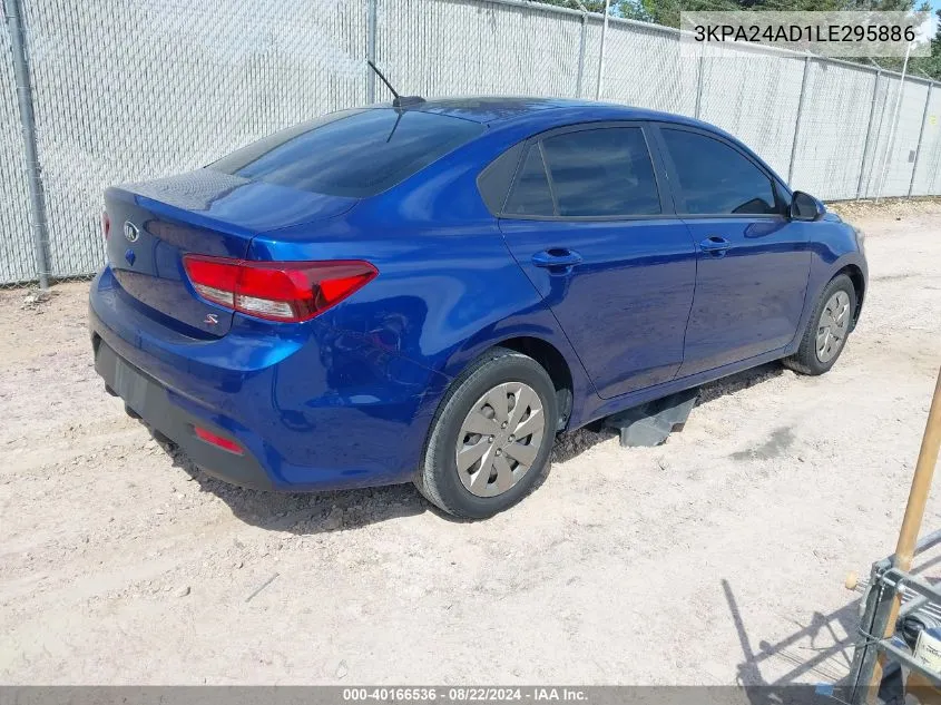 2020 Kia Rio S VIN: 3KPA24AD1LE295886 Lot: 40166536