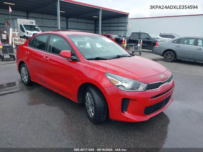 2020 Kia Rio S VIN: 3KPA24ADXLE354594 Lot: 40171508