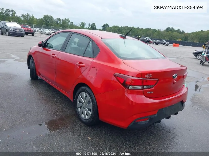 2020 Kia Rio S VIN: 3KPA24ADXLE354594 Lot: 40171508