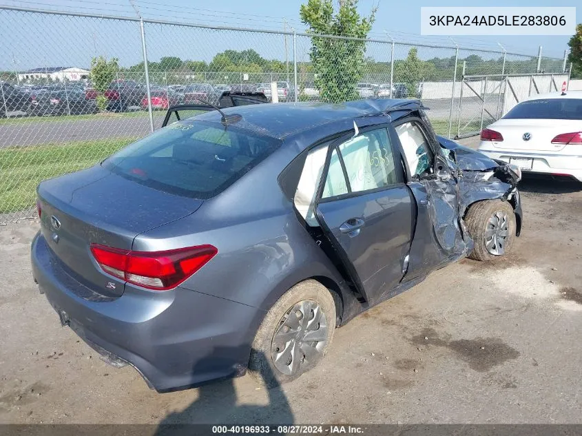 2020 Kia Rio S VIN: 3KPA24AD5LE283806 Lot: 40196933