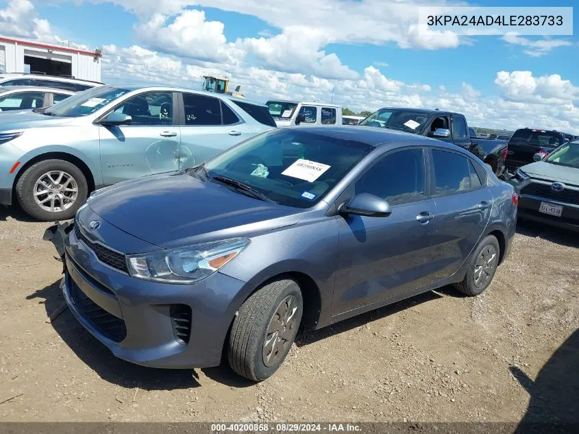 2020 Kia Rio S VIN: 3KPA24AD4LE283733 Lot: 40200858