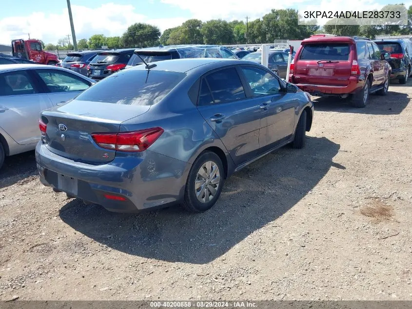 2020 Kia Rio S VIN: 3KPA24AD4LE283733 Lot: 40200858