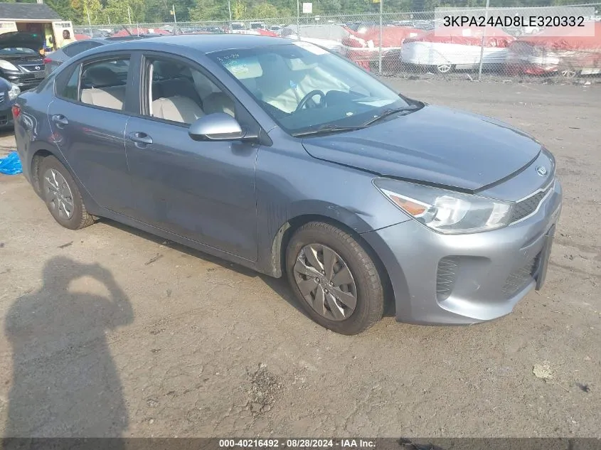 3KPA24AD8LE320332 2020 Kia Rio S