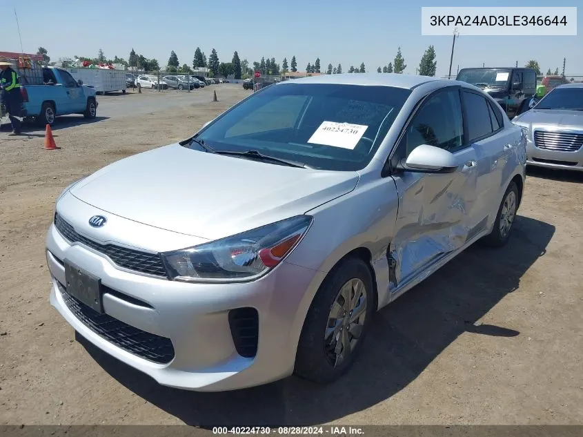 3KPA24AD3LE346644 2020 Kia Rio S