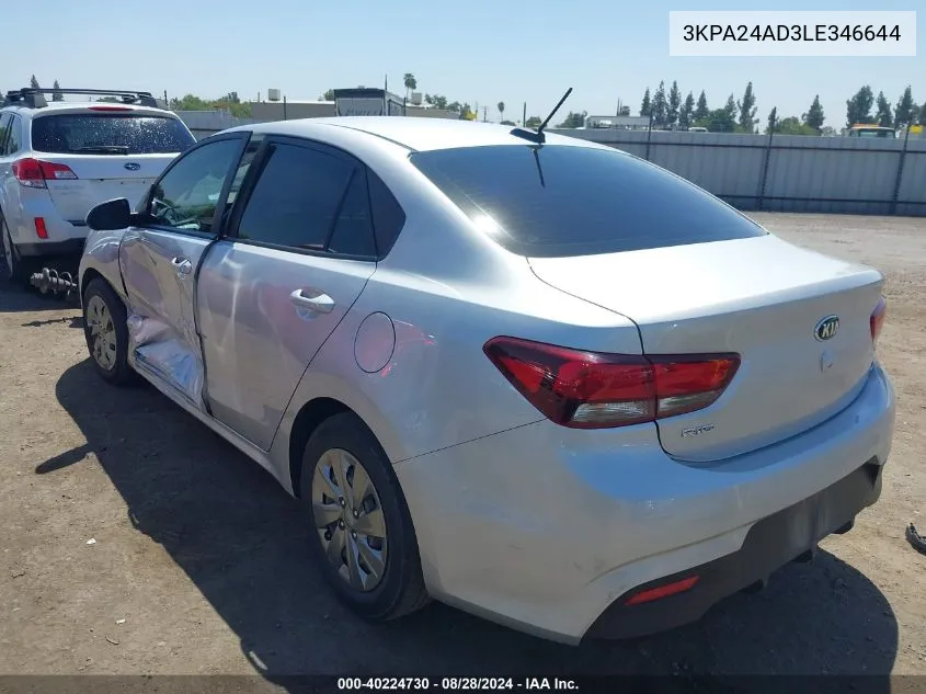 3KPA24AD3LE346644 2020 Kia Rio S