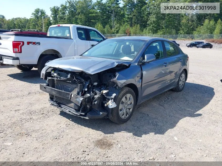 2020 Kia Rio S VIN: 3KPA24AD0LE301998 Lot: 40237597