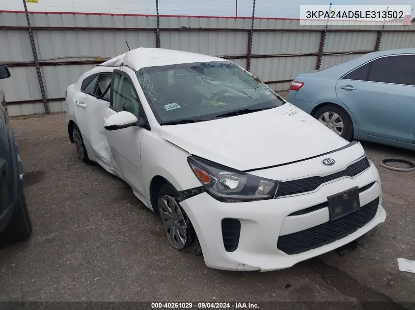 2020 Kia Rio Lx VIN: 3KPA24AD5LE313502 Lot: 40261029