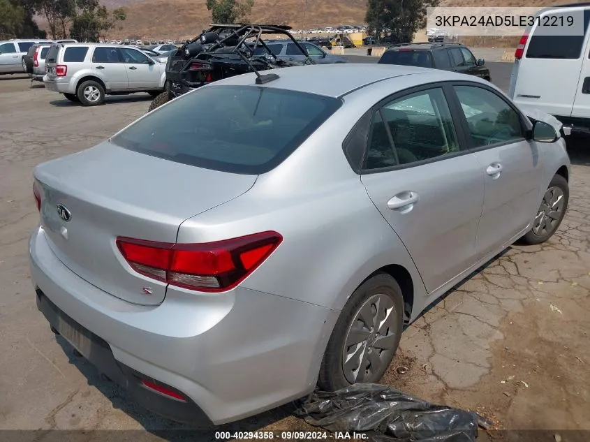 2020 Kia Rio S VIN: 3KPA24AD5LE312219 Lot: 40294358