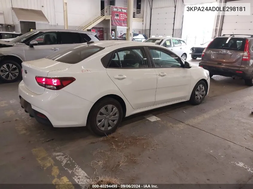 3KPA24AD0LE298181 2020 Kia Rio Lx