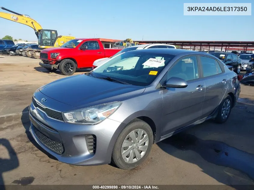 3KPA24AD6LE317350 2020 Kia Rio S