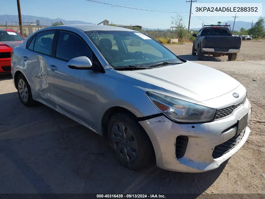 2020 Kia Rio Lx/S VIN: 3KPA24AD6LE288352 Lot: 40316439