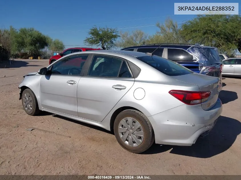 2020 Kia Rio Lx/S VIN: 3KPA24AD6LE288352 Lot: 40316439