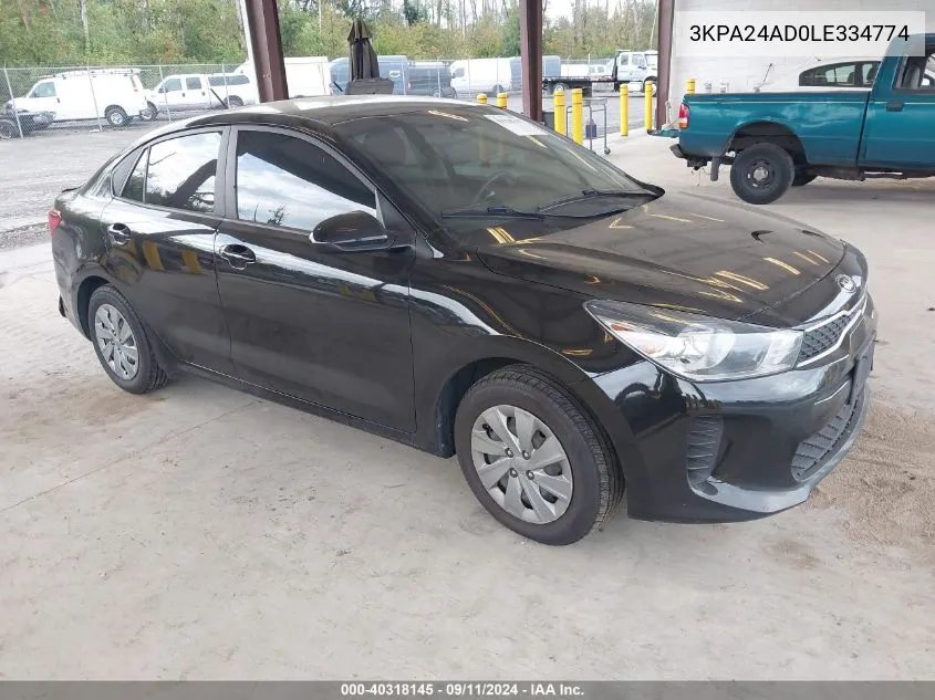 3KPA24AD0LE334774 2020 Kia Rio Lx/S