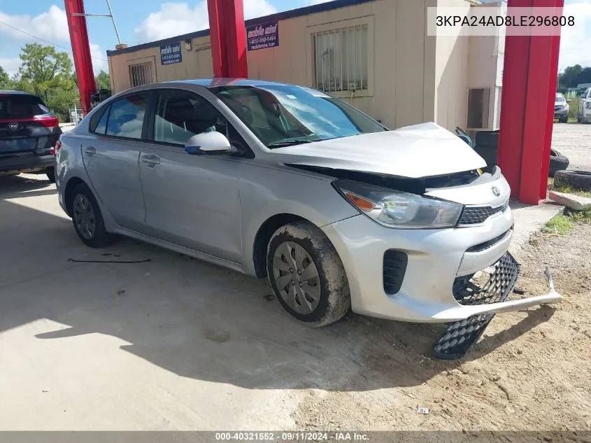 2020 Kia Rio Lx/S VIN: 3KPA24AD8LE296808 Lot: 40321552