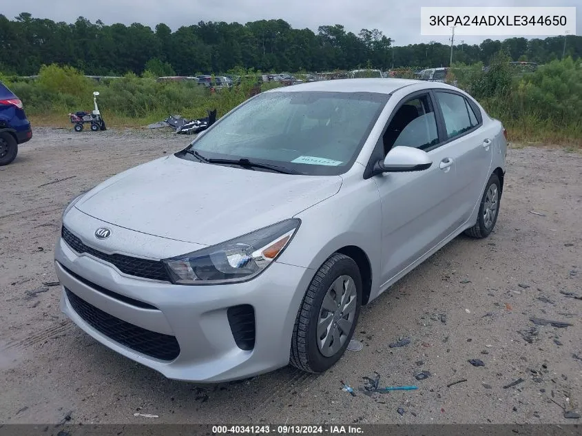 3KPA24ADXLE344650 2020 Kia Rio S