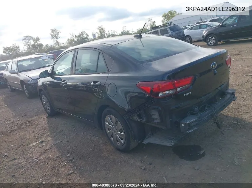 3KPA24AD1LE296312 2020 Kia Rio S