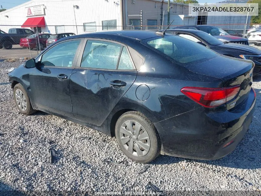 2020 Kia Rio S VIN: 3KPA24AD6LE328767 Lot: 40400906