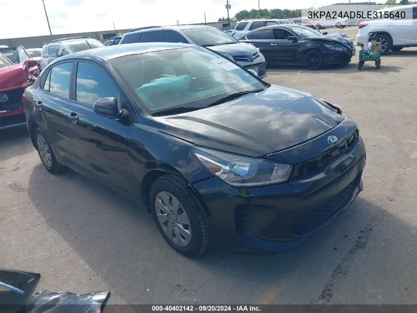 2020 Kia Rio Lx VIN: 3KPA24AD5LE315640 Lot: 40402142