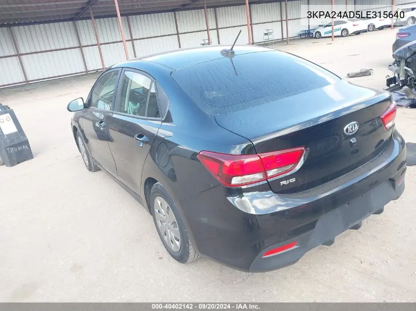 3KPA24AD5LE315640 2020 Kia Rio Lx