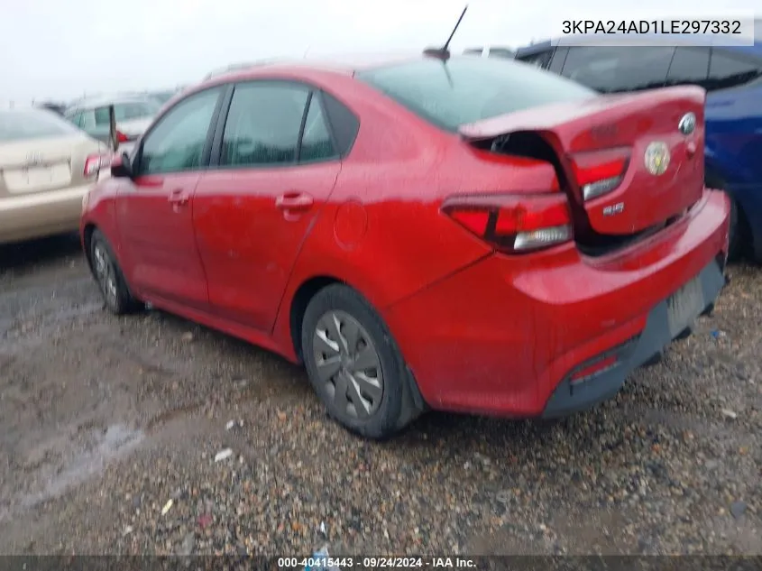 2020 Kia Rio S VIN: 3KPA24AD1LE297332 Lot: 40415443