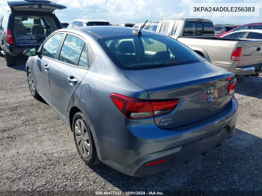 2020 Kia Rio Lx/S VIN: 3KPA24AD0LE256383 Lot: 40477337