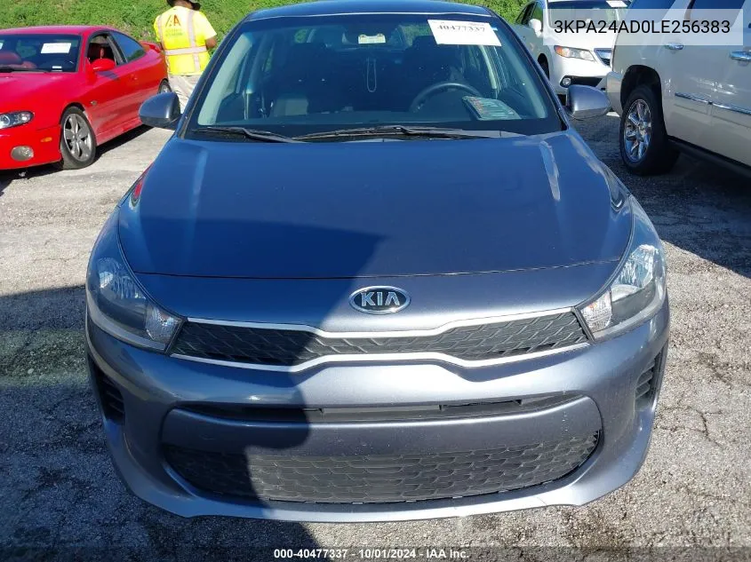 2020 Kia Rio Lx/S VIN: 3KPA24AD0LE256383 Lot: 40477337