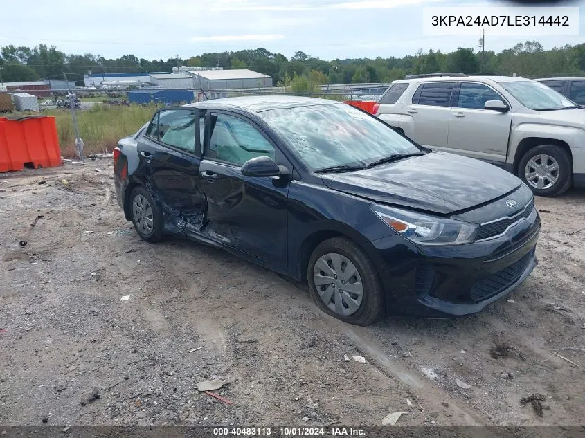 2020 Kia Rio Lx VIN: 3KPA24AD7LE314442 Lot: 40483113