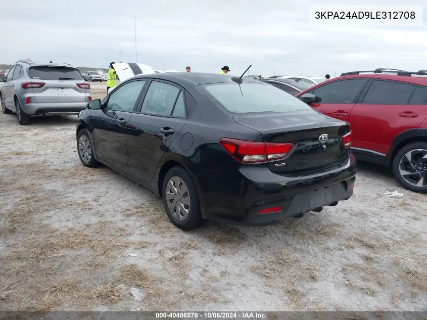 2020 Kia Rio Lx/S VIN: 3KPA24AD9LE312708 Lot: 40486576