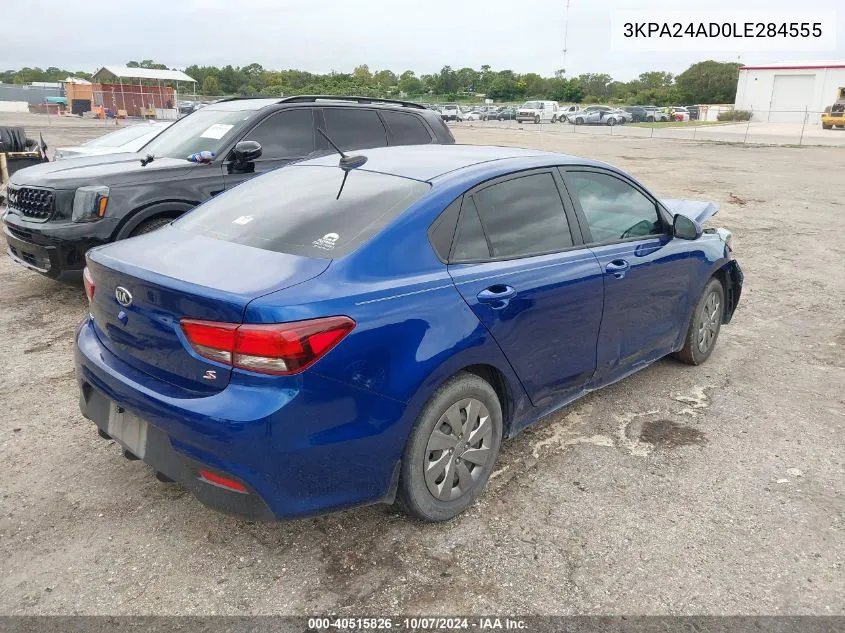 2020 Kia Rio S VIN: 3KPA24AD0LE284555 Lot: 40515826