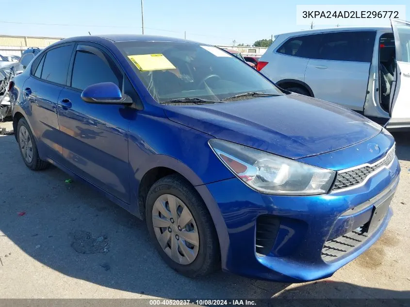 2020 Kia Rio Lx/S VIN: 3KPA24AD2LE296772 Lot: 40520237