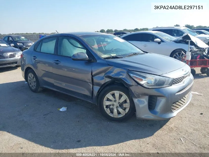 2020 Kia Rio Lx/S VIN: 3KPA24AD8LE297151 Lot: 40526221