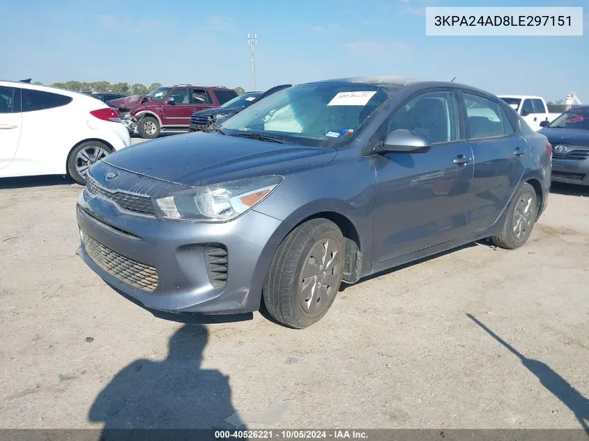 2020 Kia Rio Lx/S VIN: 3KPA24AD8LE297151 Lot: 40526221