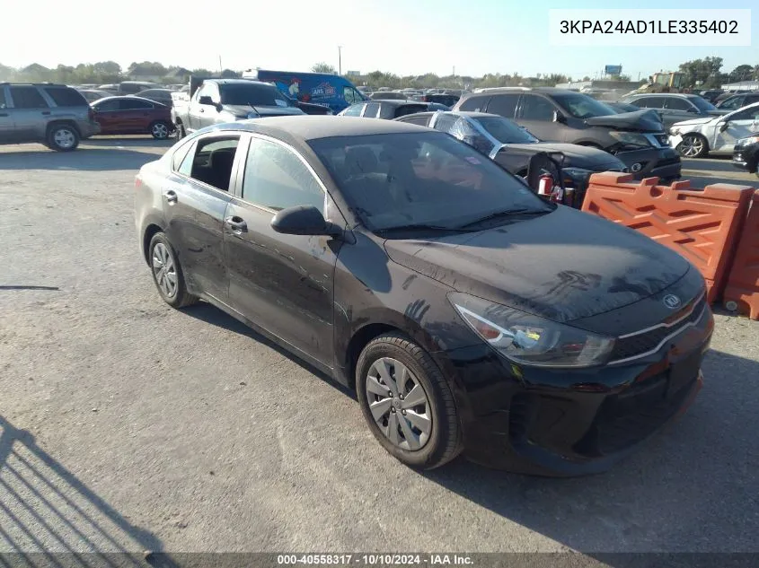 2020 Kia Rio Lx VIN: 3KPA24AD1LE335402 Lot: 40558317