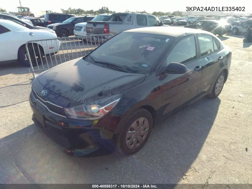 2020 Kia Rio Lx VIN: 3KPA24AD1LE335402 Lot: 40558317